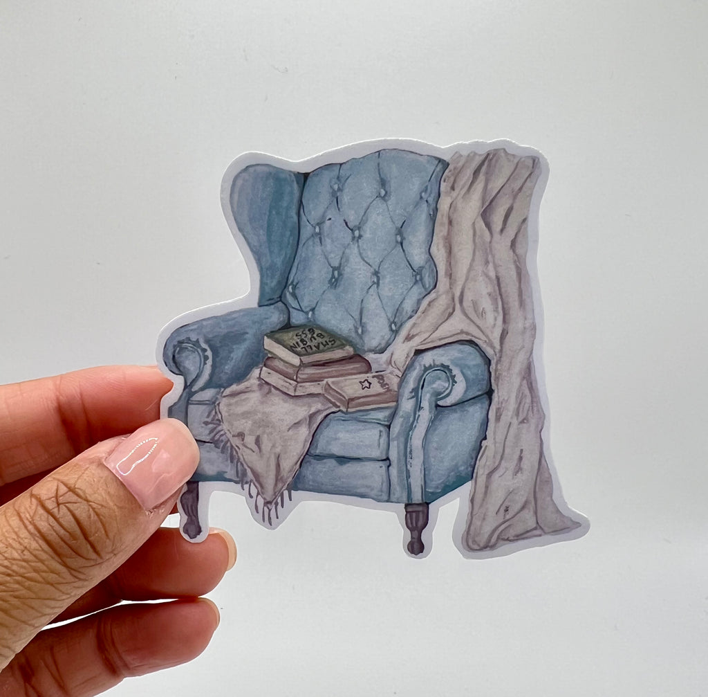 "Lounging In Vintage"Gouache Painted Vinyl Sticker