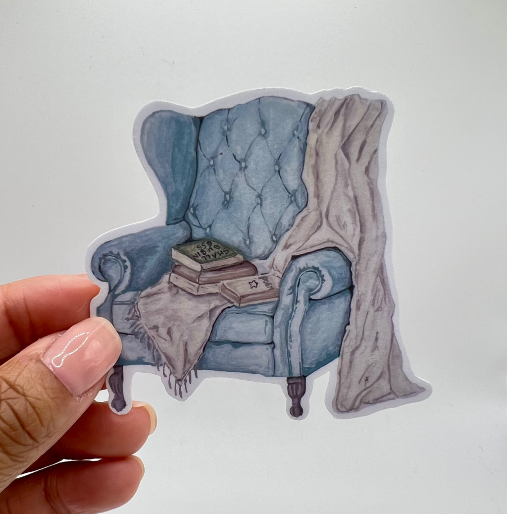 "Lounging In Vintage"Gouache Painted Vinyl Sticker