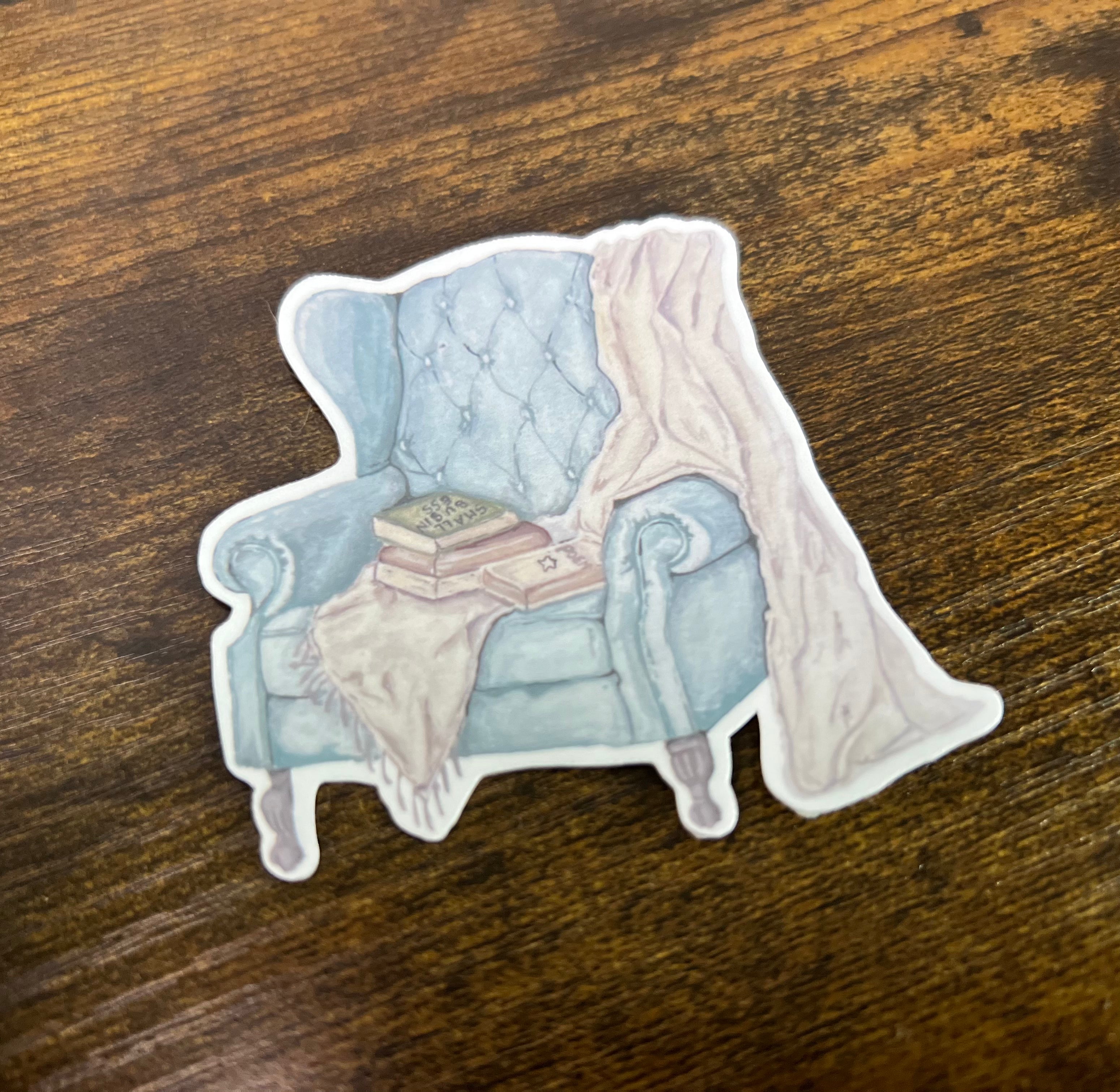 "Lounging In Vintage"Gouache Painted Vinyl Sticker