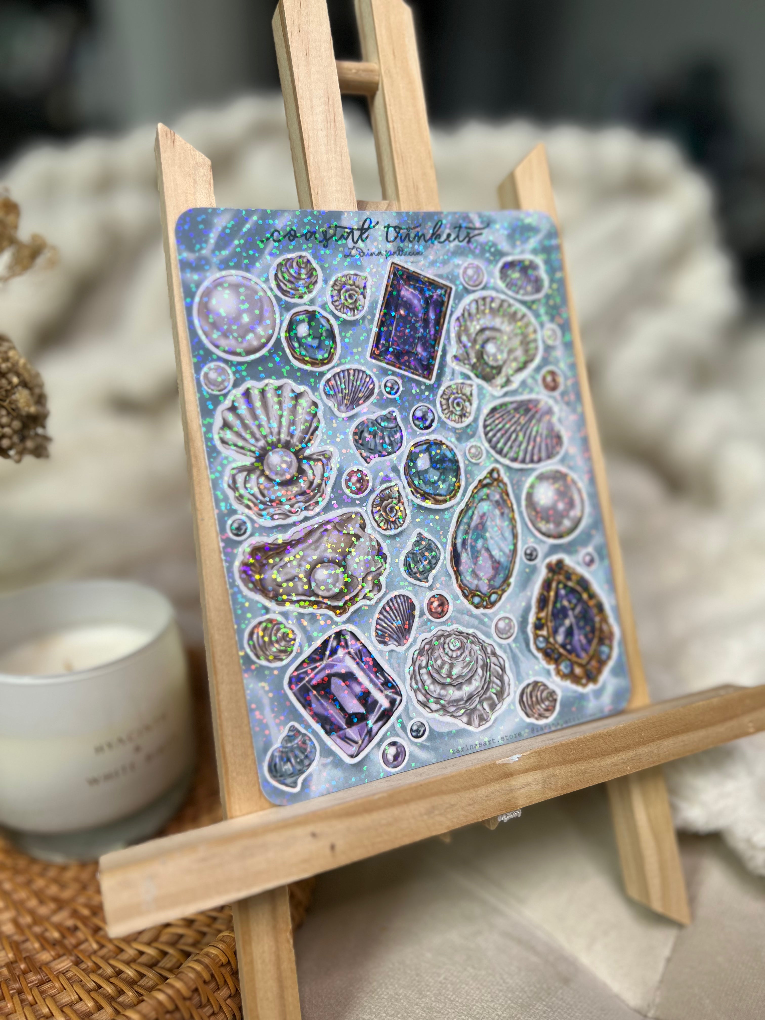 "Coastal Trinkets" Holographic Vinyl Sticker Sheet