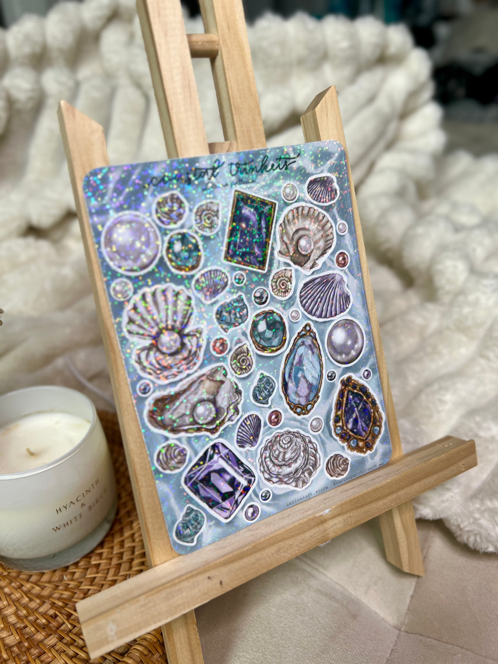 "Coastal Trinkets" Holographic Vinyl Sticker Sheet