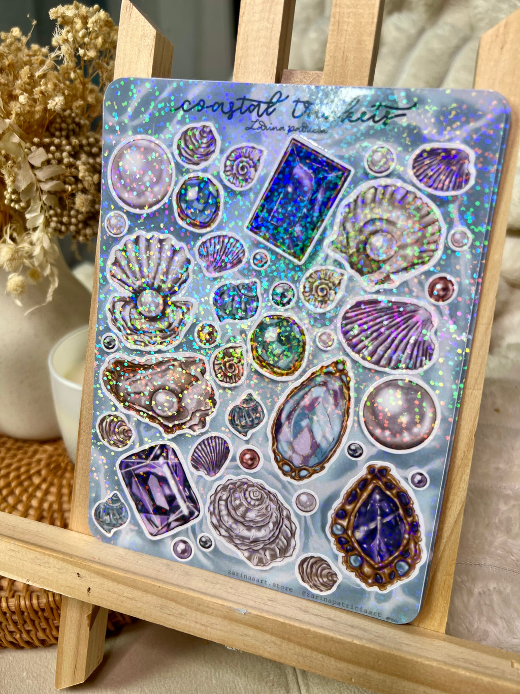 "Coastal Trinkets" Holographic Vinyl Sticker Sheet