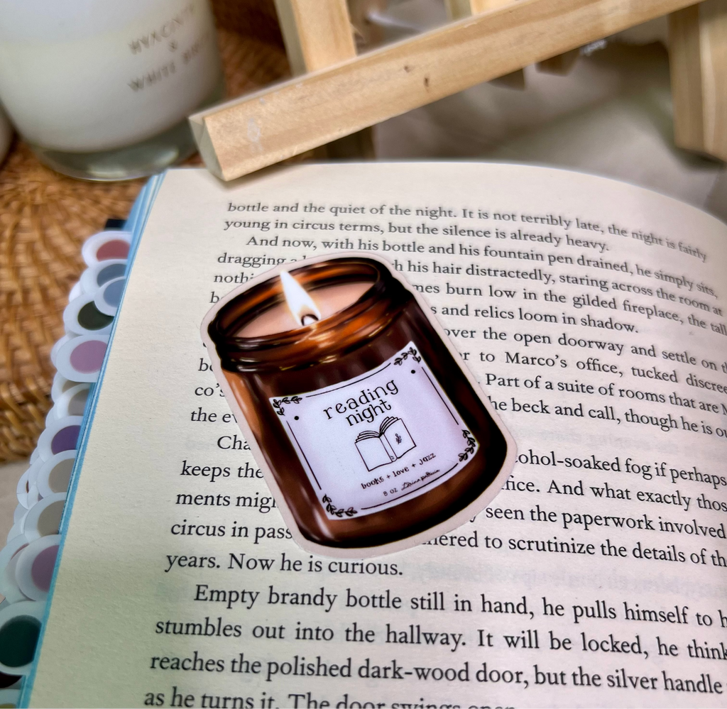 "Reading Night" Candle Vinyl Die Cut Sticker