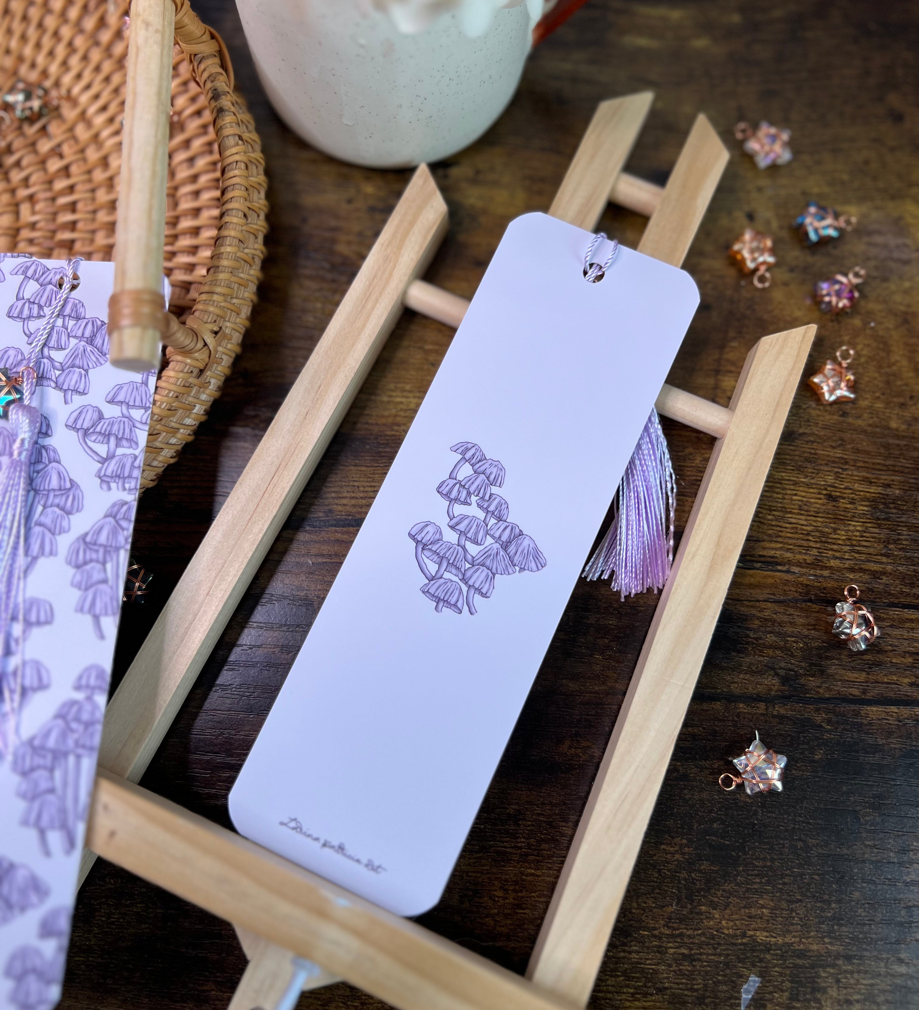 "Mushrooms Read Too" Soft Touch Bookmark With Gemstone Charm
