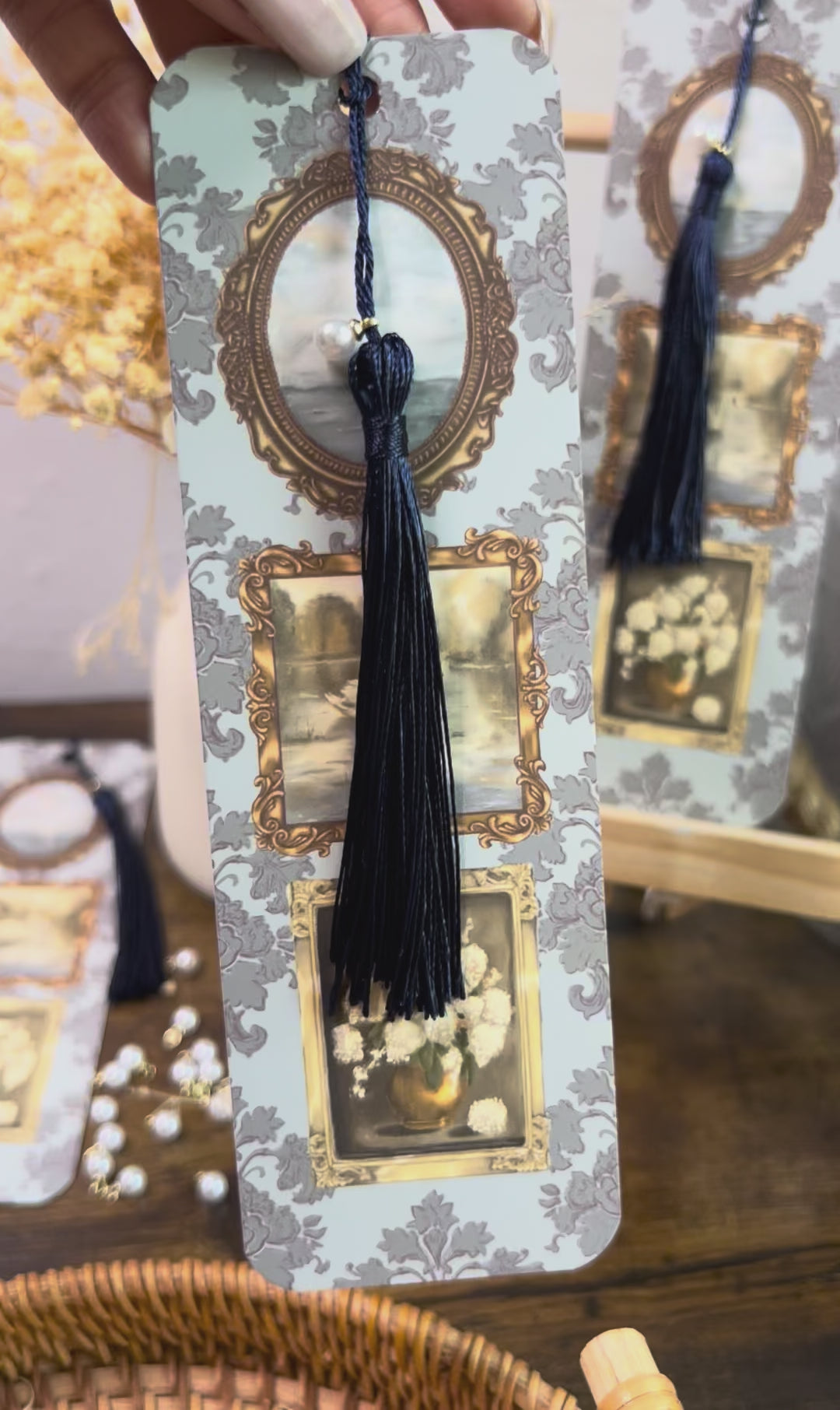 "Painted Chapters" Soft Touch Bookmark With Pearl Charm
