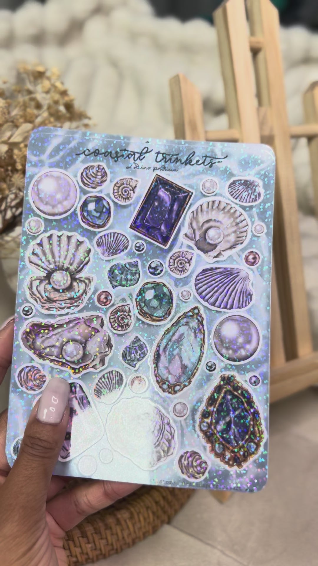 "Coastal Trinkets" Holographic Vinyl Sticker Sheet