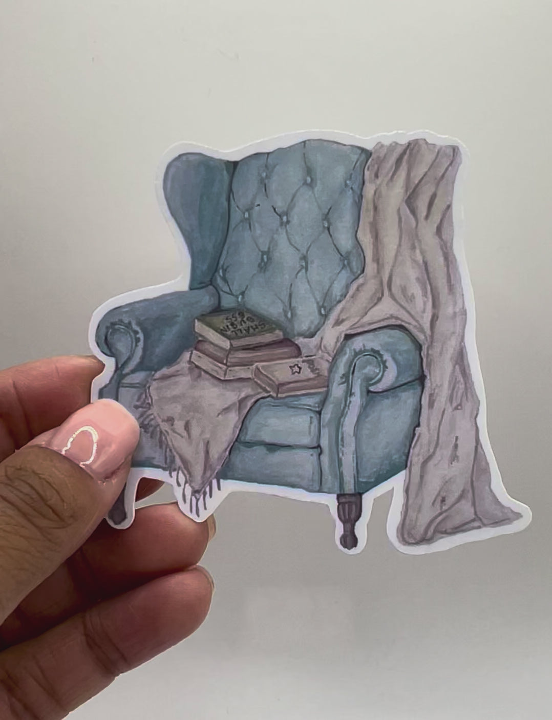 "Lounging In Vintage"Gouache Painted Vinyl Sticker
